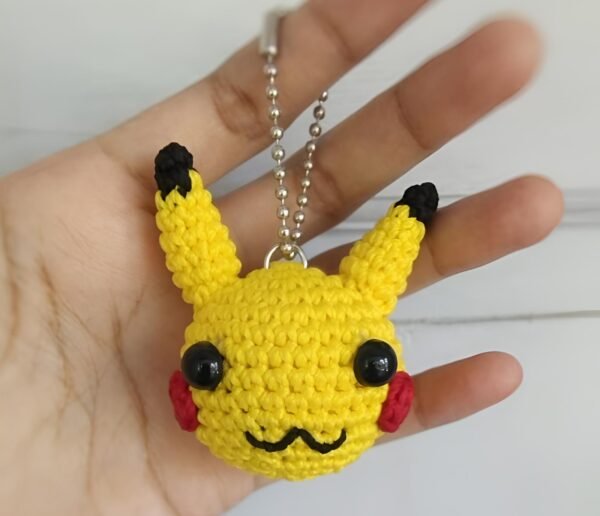 Handmade Pikachu Amigurumi Keychain - Cute Crochet Gift for Fans