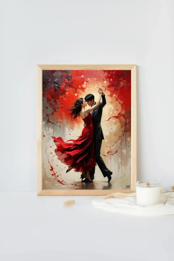 Passionate Dance Couple Canvas Set (10) - Red Dress Art - Modern Impressionist Wall Decor