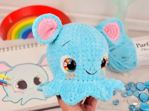 Dumbo Octo Crochet Pattern - Amigurumi Octopus Plushie - Cute Sea Animal Crochet PDF - Image 2