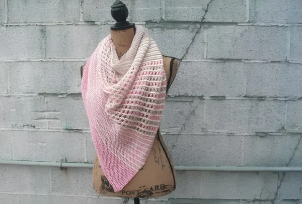 Quick Knit Scarf Pattern – DKYarn Bias Shawl – Beginner-Friendly Knit PDF